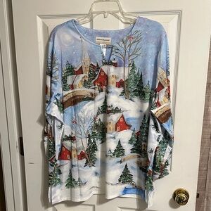 Alfred Dunner Festive Red and Green Holiday Top